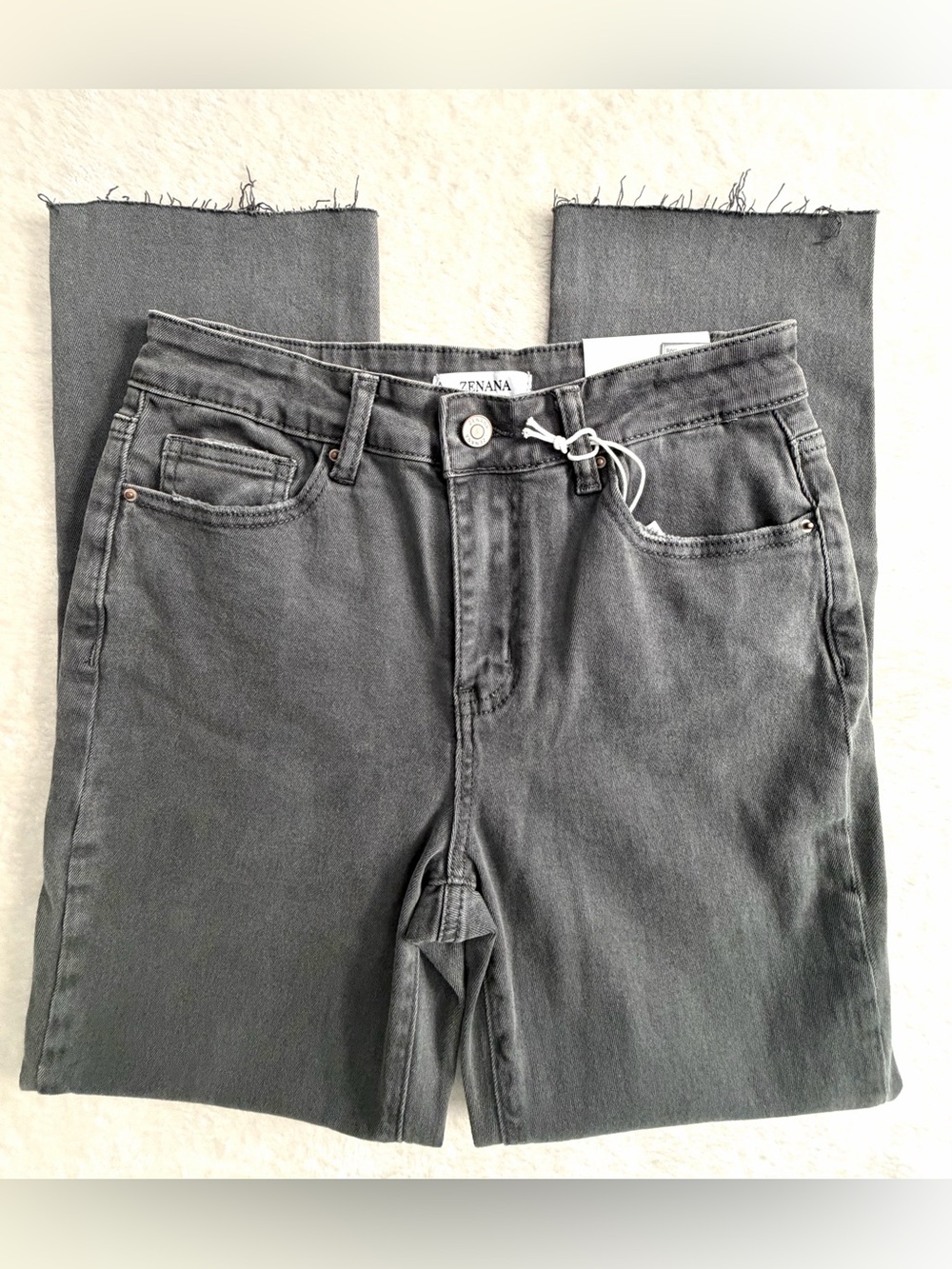 Zenana NWT High Waisted Rebel Straight Leg Ash Black Denim Jeans